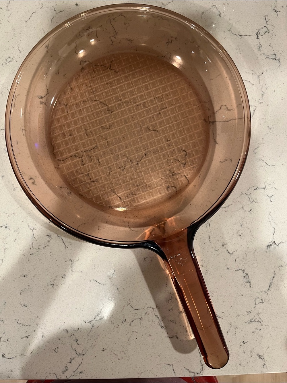 Visions Large Glass Waffle Skillet Saucepan with handle - Amber
